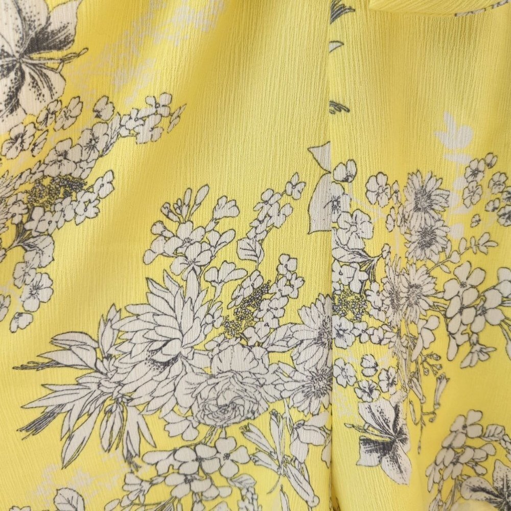 Lush Lemonade Yellow Floral Chiffon Sleeveless Romper Women's M - Picture 5 of 9